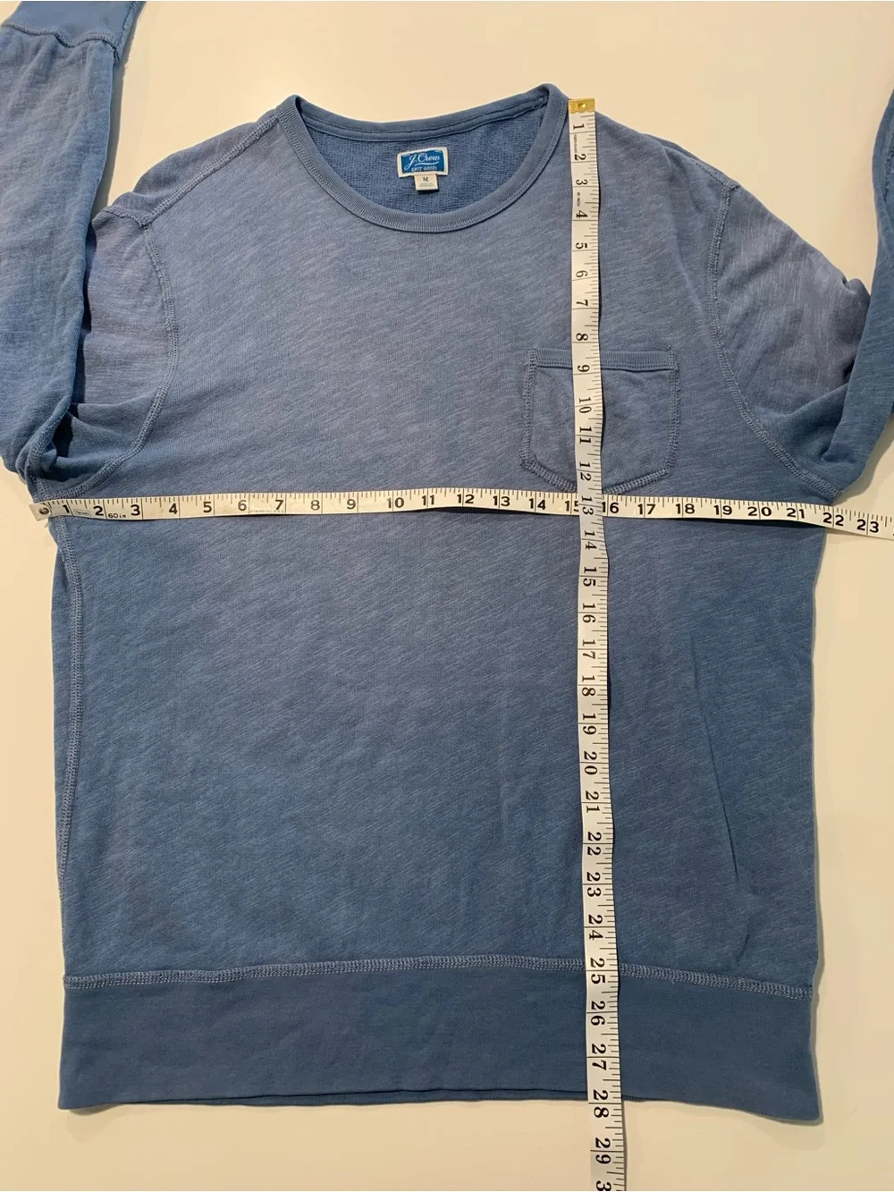 J. Crew Lightweight Sunfaded French Terry Pocket Sweatshirt Medium Blue, Men’s M